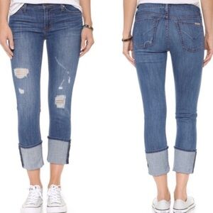 HUDSON Muse Distressed Crop Skinny Jeans, Size 28